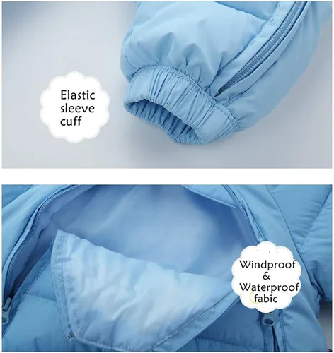 Vista 6 de Ohrwurm Traje de nieve de una pieza para bebé con guantes de capucha con cremallera para niños pequeños