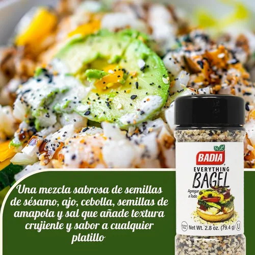 Vista 3 de Badia Everything Bagel Seasoning, 2.8 oz – Sésamo blanco y negro, semillas