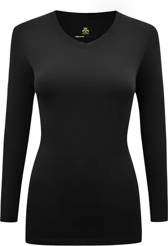 Vista 20 de Natural Uniforms - Camiseta de manga larga con cuello en V para mujer, para usar debajo de la ropa quirúrgica Aguamarina