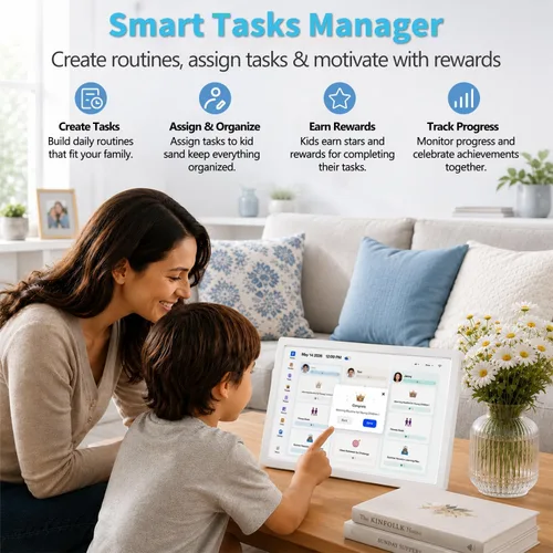 Vista 4 de 10.1 inch Digital Calendar Wall Touch Screen Electronic Calendar – Interactive Smart Family Planner, No Subscription, Chore Chart, Meal Planner