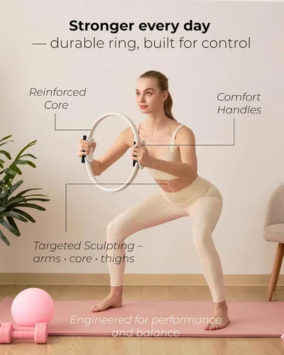 Vista 3 de Kit de pilates beige y pesas ajustables beige para muñeca y tobillo de 1 libra cada juego de 2