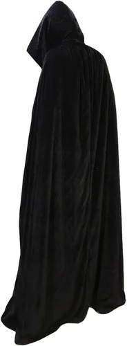 Vista 3 de Newdeve - Capa de terciopelo medieval de longitud completa con capucha para disfraz de cosplay para adultos