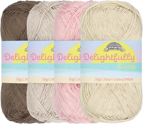 Vista 15 de JubileeYarn - Hilo deliciosamente fino, 1.76 oz/madeja de rayón de bambú y encaje, tonos de azul, 4 madejas