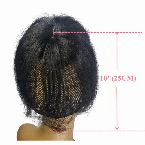 Vista 4 de Anemone - Cubrecabello humano de 10 pulgadas con flequillo francés para mujer, base de encaje para mujer, tuppe, ligero y lacio, parte media para 1b