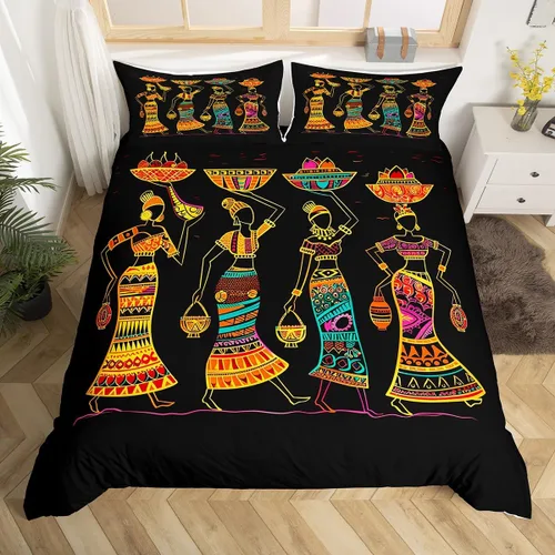 Vista 18 de Feelyou - Funda de edredón con estampado de auriculares, juego de ropa de cama con temática musical, patrón geométrico musical, funda de edredón