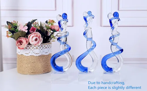 Vista 5 de EUSTUMA Figura de vidrio soplado a mano, escultura hecha a mano para parejas, aniversario de boda y regalo del día de San Valentín, colección