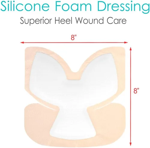 Vista 5 de Apósito de espuma de silicona con borde para talón, vendajes sacrales adhesivos impermeables con acolchado absorbente para codo, muñeca, pie