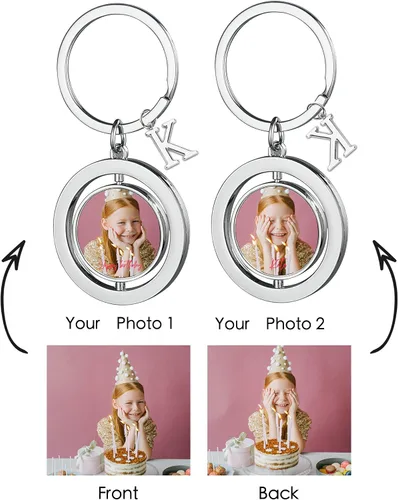 Vista 2 de Llavero personalizado con texto de imagen, llavero personalizado de doble cara, llavero de fotos colorido personalizado, regalo para mujeres