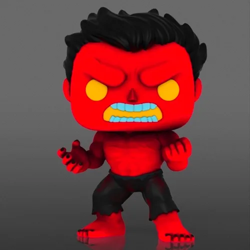 Vista 2 de Funko Pop! Marvel: Figura de vinilo Red Hulk – Edición especial exclusiva #854 Mulitcolor (Chase - Glow)
