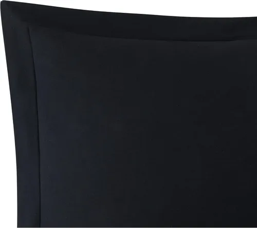 Vista 8 de Brooklyn Loom Juego de edredón clásico de algodón negro de 2 piezas, tamaño individual XL, con temática de color sólido, para hombres y mujeres