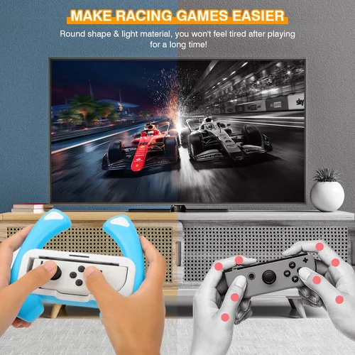 Vista 5 de ZAONOOL Steering Wheel Controller Compatible with Nintendo Switch & Switch OLED, 2 Pack Switch Joy Con Racing Steering Wheel Accessories for Mario