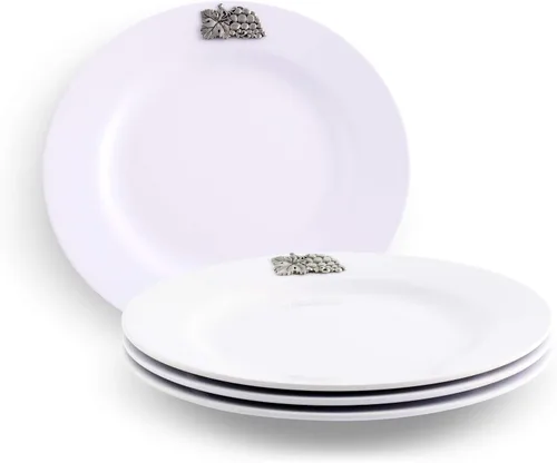 Vista 5 de Arthur Court Abeja de peltre de 4 piezas en plato de melamina pesado y duradero, para uso en interiores y exteriores, fiesta y uso diario, vajilla