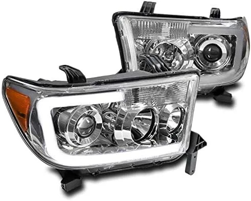 Vista 6 de Faros delanteros LED negros compatibles con Toyota Tundra 2007-2013 / Sequoia 2008-2017