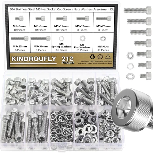 Vista 12 de Kit surtido de 542 piezas de tornillos de cabeza de botón M3 x 6/8/12/16/20/25/30mm, tornillos, tuercas y arandelas, acero inoxidable 304, rosca