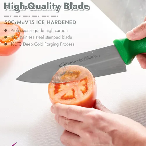Vista 4 de CURTA Cuchillo de chef de grado comercial de 6 pulgadas, certificado NSF, ergonómico, mango negro antideslizante, hoja forjada de acero inoxidable