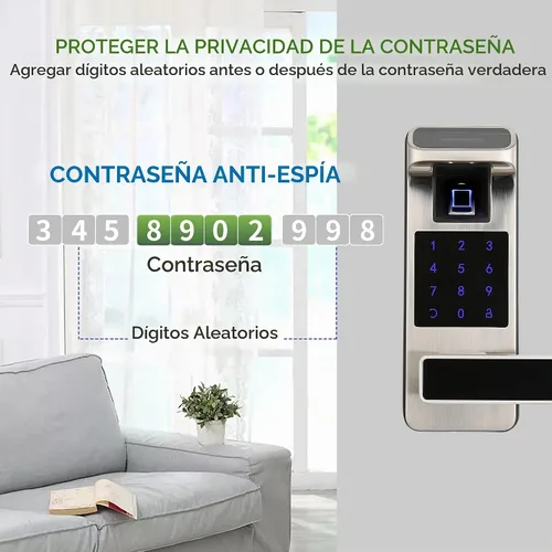Vista 6 de Cerradura de puerta inteligente, cerradura de puerta de entrada 5 en 1 sin llave, bloqueo de teclado digital con control completo de aplicación