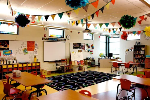Vista 6 de HUAHOO Alfombra pequeña negra para aula primaria, preescolar, alfombra para el asiento de los profesores con respaldo antideslizante, 5 x 7 pies 6
