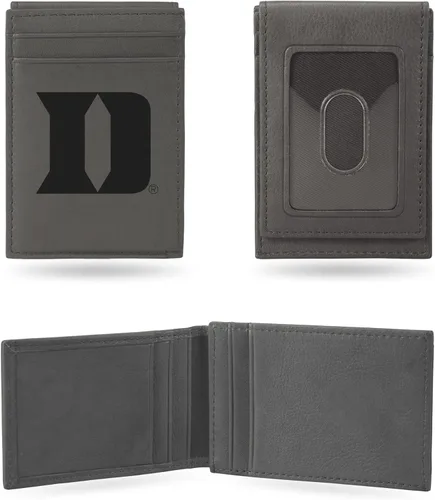 Vista 50 de Rico Industries NCAA - Cartera de bolsillo frontal grabada con láser gris, compacta, cómoda, delgada