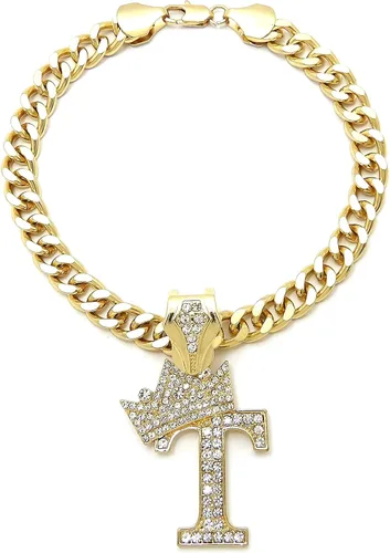 Vista 23 de Collar de cadena con letra inicial cubana para perro, collar de cadena para mascotas, gato, collar para cachorro (S, 25 cm)