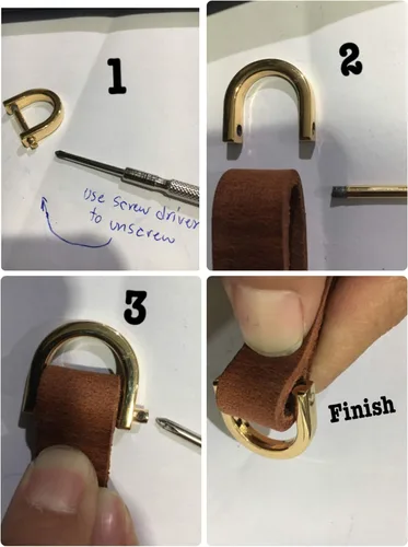 Vista 6 de CRAFTMEMORE Anillo de tornillo de grillete pequeño con anillos en D para llaves y extractor de cremallera, pulsera paracord de repuesto de 3/8 Latón