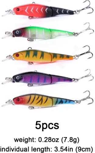 Vista 8 de Kit de señuelos de pesca Minnow Popper Crank Baits Freshwater Bass Fishing Baits Set