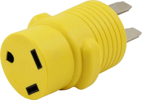 Vista 21 de AC WORKS Generador a adaptador RV de 30 amperios (L5-20 20A 3 clavijas de bloqueo compacto) Amarillo