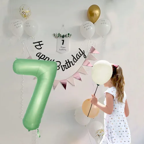 Vista 6 de Globos verdes del número 0 de 40 pulgadas, decoración de fiesta verde mate, globo grande de cumpleaños retro verde oliva para decoración de fiesta