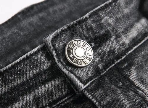 Vista 7 de XIMXIMMTIAN Jeans de mezclilla para hombre estilo motociclista, lavados, desgastados, ajustados y rectos