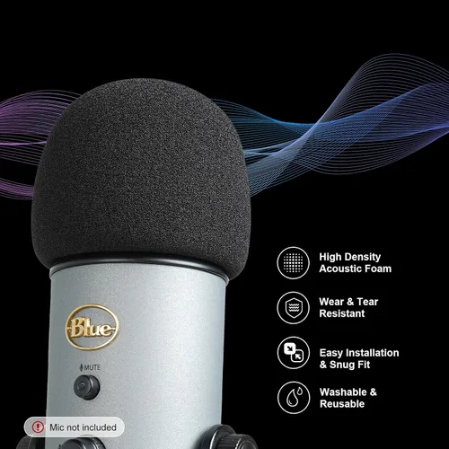 Vista 3 de Filtro Pop/Pantalla Antiviento para Micrófonos Blue Yeti y Yeti Pro, Cubierta de Micrófono de Espuma para Filtrar Plosivas y Ruido Sibilante