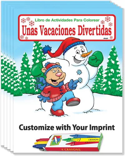 Vista 12 de ZOCO - Diversión navideña (versión en español) - Libros para colorear personalizados (paquete de 25 unidades, con crayones) - Unas Vacaciones