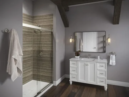 Vista 3 de KOHLER Artifacts - Lámpara de tocador de baño, aplique de pared, solo luz descendente, certificación UL, 1 luz, ajustable, bronce cepillado vibrante