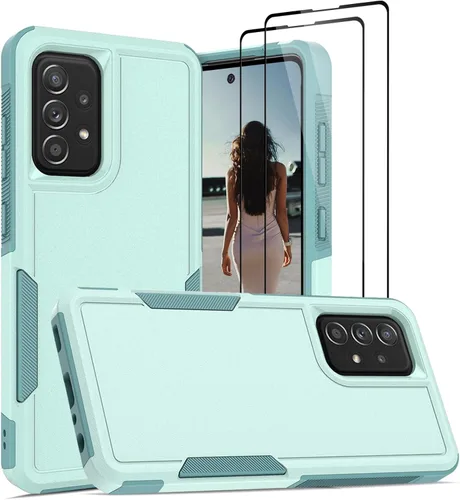 Vista 17 de Jeylly Funda para Samsung Galaxy A52 5G, Galaxy A52 Funda para teléfono con protector de pantalla híbrida de silicona antiarañazos, funda de defensa
