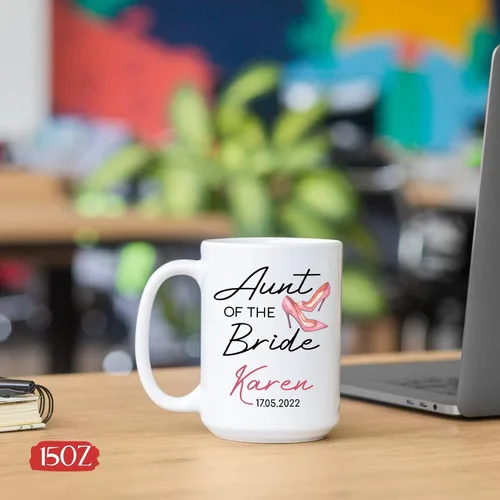 Vista 5 de Taza personalizada para la tía de la novia, taza de tía novia, regalo de boda para tía de la novia, regalo de tía de novia, taza de café de boda
