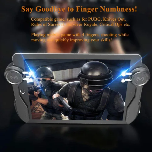 Vista 7 de PUBG - Controlador para tablet, Rakizbe 4 disparadores [operación de 6 dedos] Agarre sensible para disparar gamepad, compatible con iPad y tableta