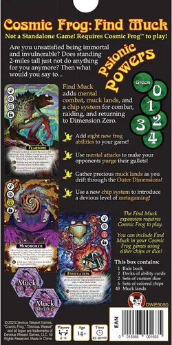Vista 2 de Devious Weasel Games Cosmic Frog: Find Muck Expansion - Juegos de comadreja desviada, añade combate mental, tierras y sistema de chips, edades