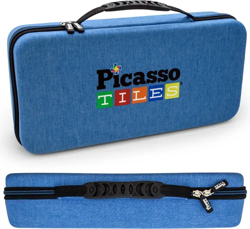 Vista 4 de PicassoTiles Paquete de 70 pistas de carreras de mármol + estuche de transporte: juego educativo STEAM para niños, incluye organizador