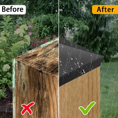 Vista 2 de Eapele 4x4 (8.9 cm x 8.9 cm) Cubiertas de postes de valla piramidales de aluminio para madera, con superficie recubierta de polvo de acabado mate
