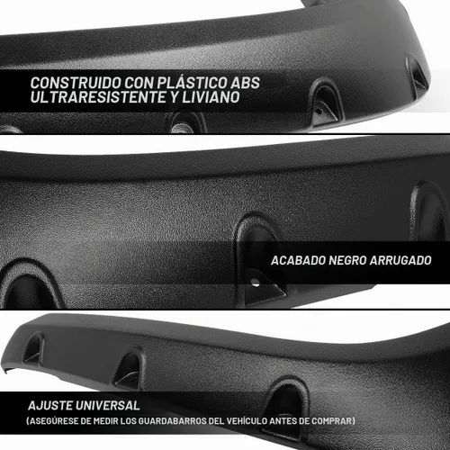 Vista 2 de DNA Motoring WF-81013-MBK - 4 guardabarros de rueda con diseño remachado de bolsillo, color negro