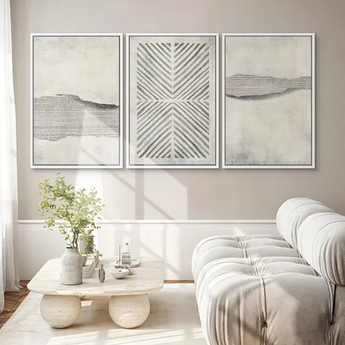 Vista 482 de SIGNWIN Lienzo enmarcado para pared, juego de arte neutro de bosque brumoso, ilustraciones en tono tierra, arte moderno, decorativo, bohemio