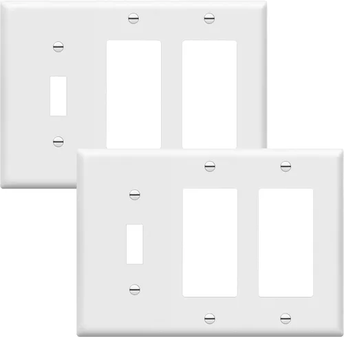 Vista 12 de ENERLITES Combinación de Interruptor de Luz de Palanca/Placa de Interruptor de Luz Decorativo, Placa de Pared de Tres Posiciones, Tamaño Estándar