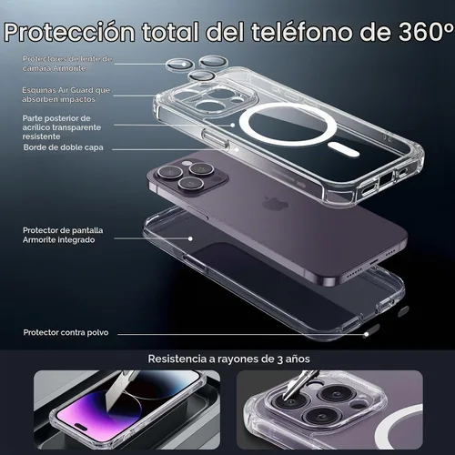 Vista 2 de ESR Funda para iPhone 14, compatible con MagSafe, funda de cuerpo completo a prueba de caídas de grado militar con protector de pantalla de vidrio