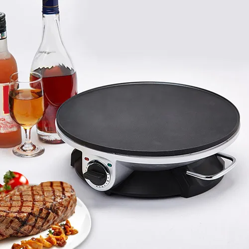 Vista 2 de Máquina de crepes eléctrica de 13 pulgadas para crepes de 1000 W, máquina de crepas redonda de acero inoxidable con 3 botones de control