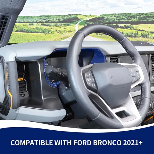 Vista 3 de RAZPOY Para Bronco - Cubierta de tablero de control central compatible con accesorios interiores Ford Bronco 2021-2024, color azul