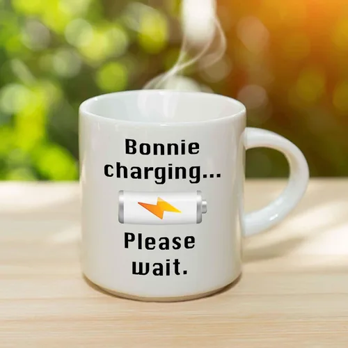 Vista 3 de Bonnie - Taza de café de carga – Taza de cerámica personalizada con nombre, taza personalizada, regalo personalizado de cumpleaños/Navidad, regalo