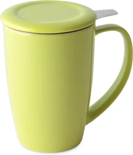 Vista 6 de Forlife. Taza de 15 onzas, alta, curvada, con infusor de té y tapa., negro, (Black Graph)