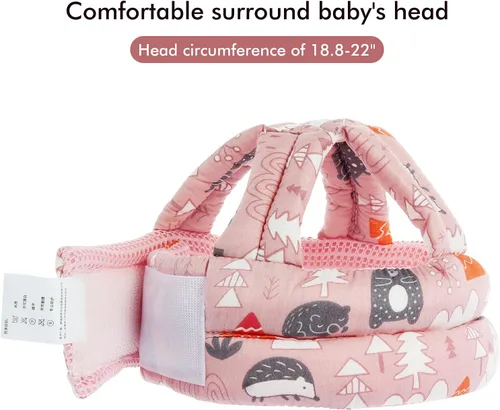 Vista 3 de BB-1003 - Casco de seguridad para bebé, transpirable y ajustable, cojín para la cabeza, para correr, caminar y gatear (rosa), BB-1003