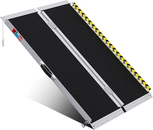 Vista 14 de WHALEMOTOR Rampa portátil para silla de ruedas negra, rampa de aluminio sin costuras y antideslizante de 2 pies, rampas plegables portátiles