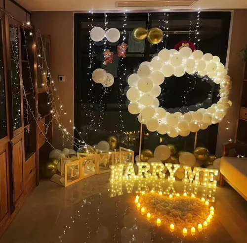 Vista 4 de JUICYRAUL 7 luces LED de marquesina Marry Me - Letras iluminadas para propuestas románticas, bodas y letreros de compromiso
