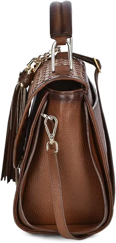 Vista 3 de Cuadra Bolso de mano para mujer en piel bovina marrón BOD32RS