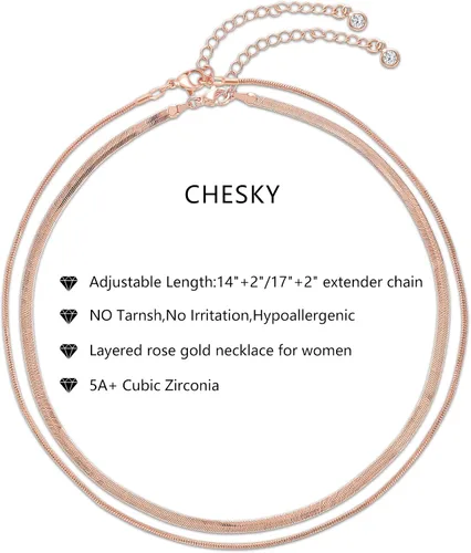 Vista 6 de CHESKY 14K GoldSilver Plated Snake Chain Necklace Herringbone Necklace Gold Choker Necklaces for Women Girl Gifts Jewelry 1.535MM(W) 14"16"(L)